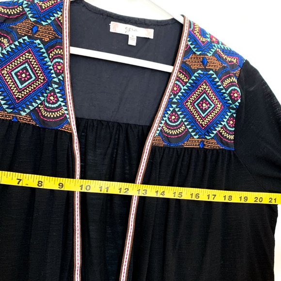 ezra loose-fit black cardigan geo print 3/4 sleeve - Picture 7 of 7